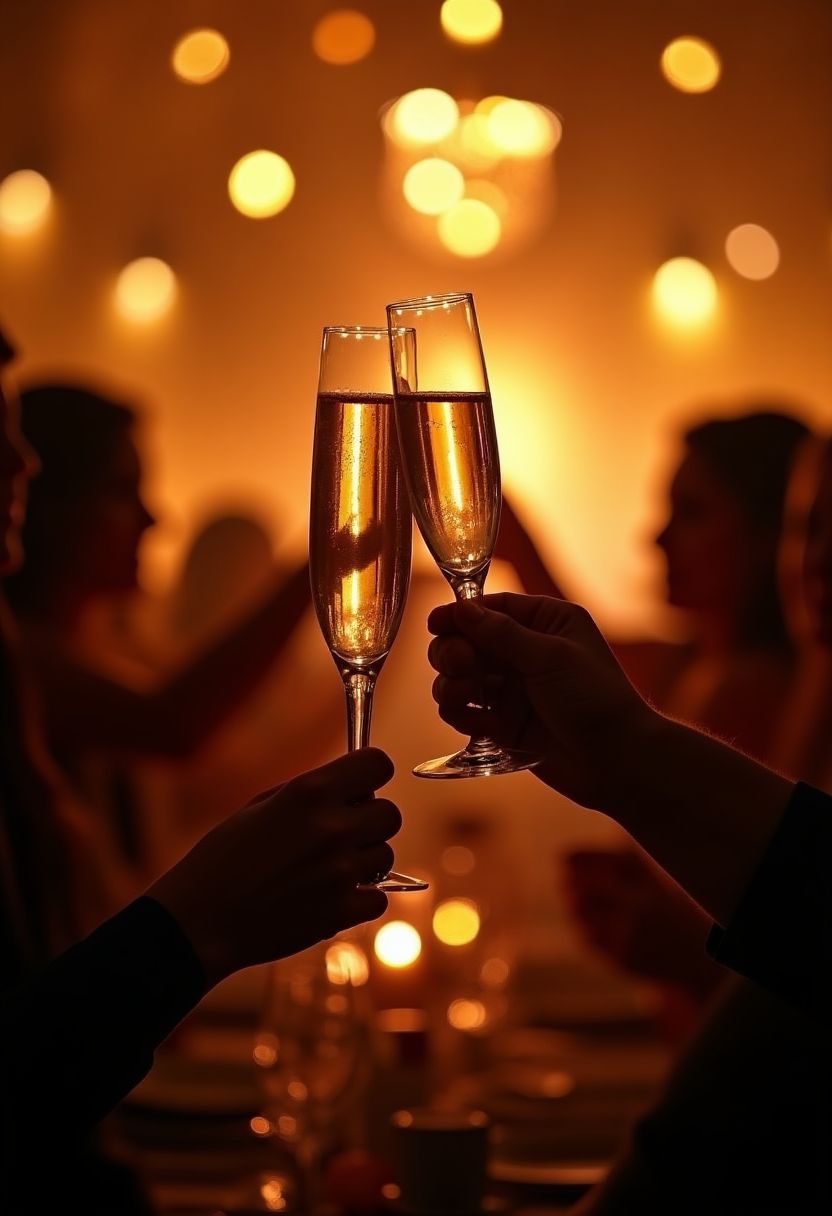 A champagne toast at an elegant evening celebration